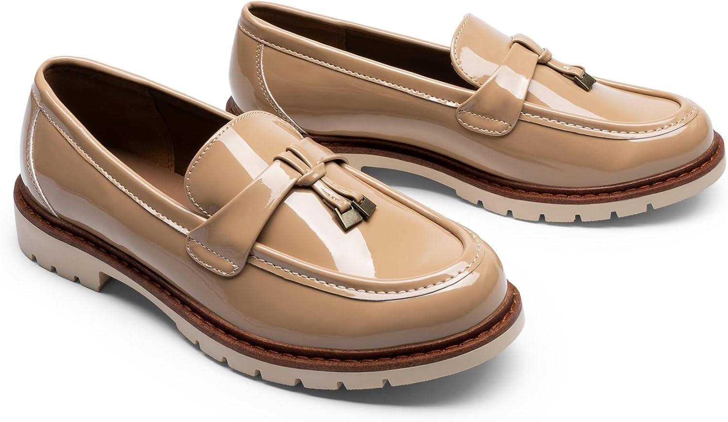 imageDREAM PAIRS Loafers for Women Slip On Loafer Comfortable Dressy Casual Business Office ShoesNude