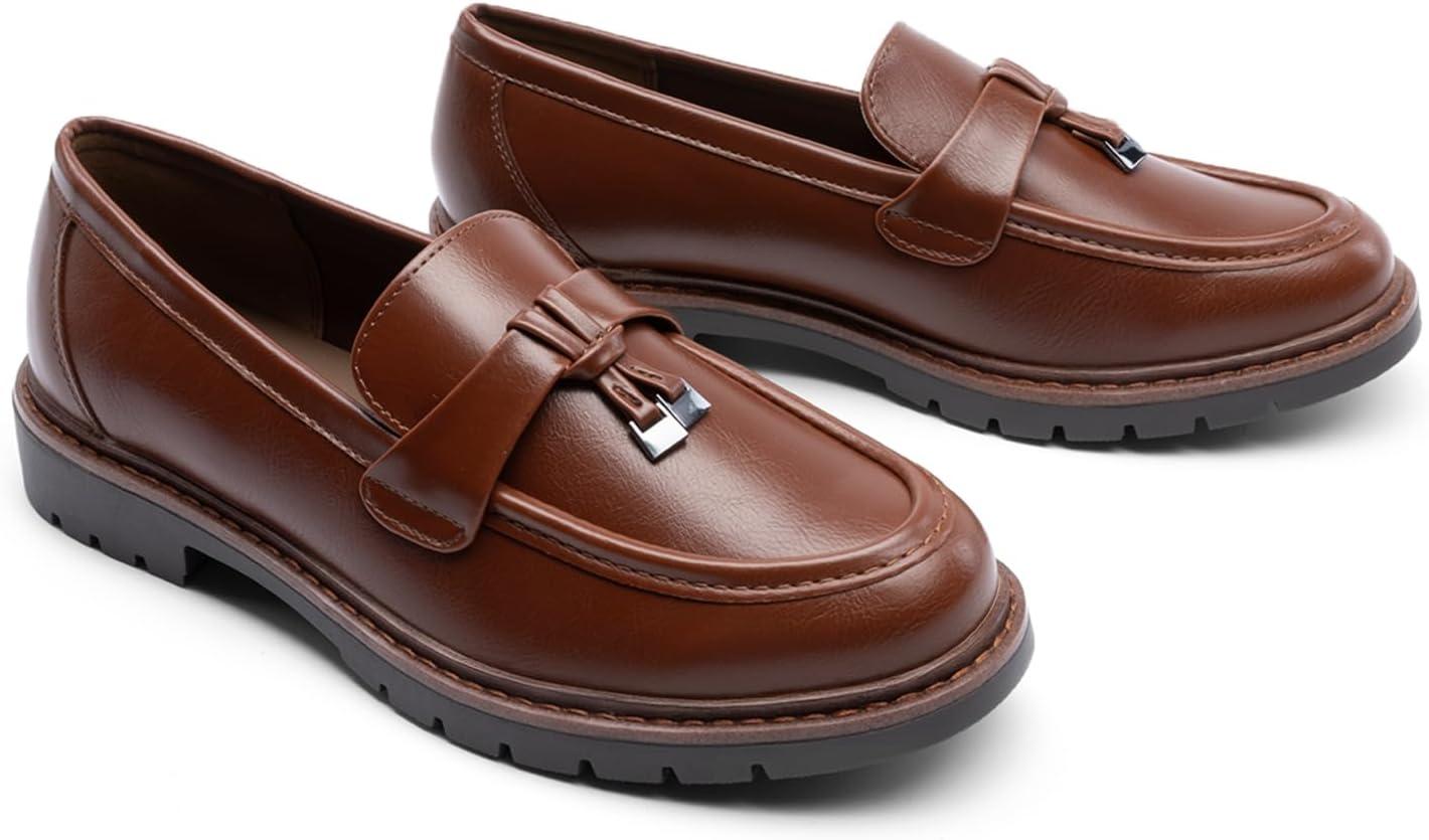 imageDREAM PAIRS Loafers for Women Slip On Loafer Comfortable Dressy Casual Business Office ShoesTan