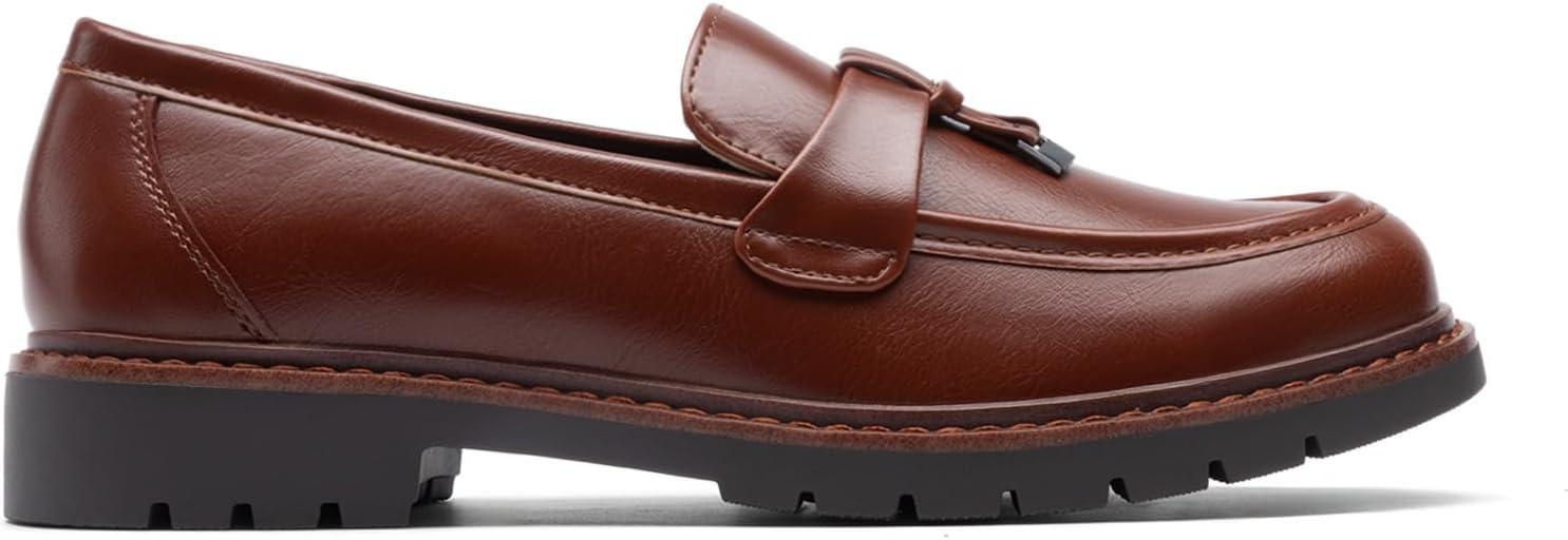 imageDREAM PAIRS Loafers for Women Slip On Loafer Comfortable Dressy Casual Business Office ShoesTan