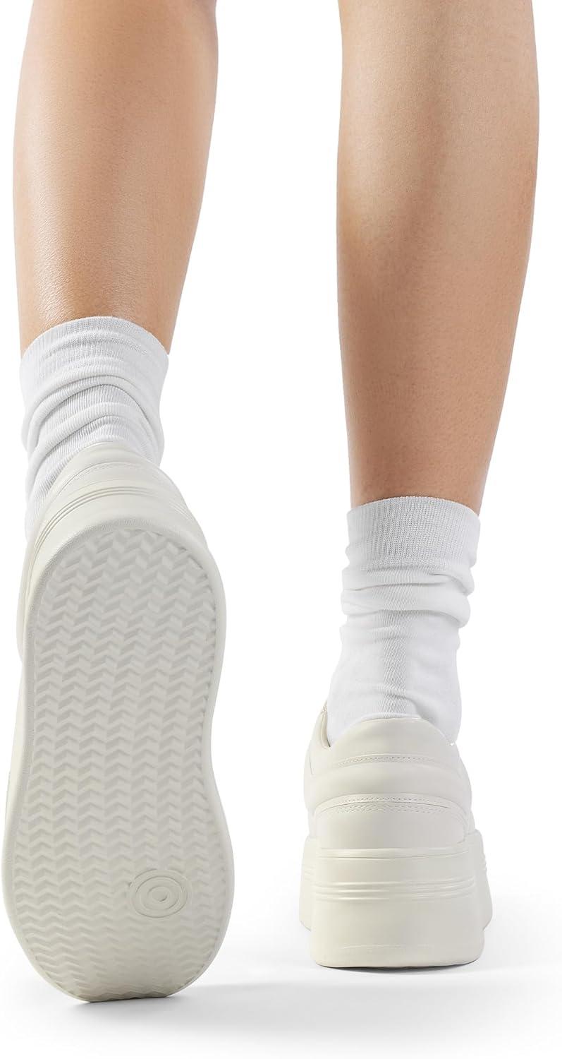 imageDREAM PAIRS Women Platform High Heel Fashion Sneakers Walking Lace Up Lightweight Stylish Classic Casual SneakerBeige