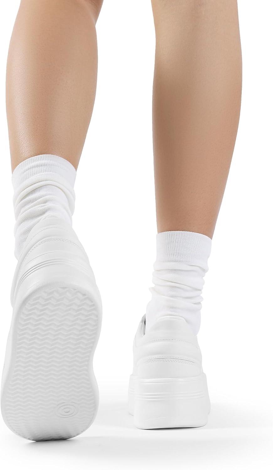 imageDREAM PAIRS Women Platform High Heel Fashion Sneakers Walking Lace Up Lightweight Stylish Classic Casual SneakerWhite