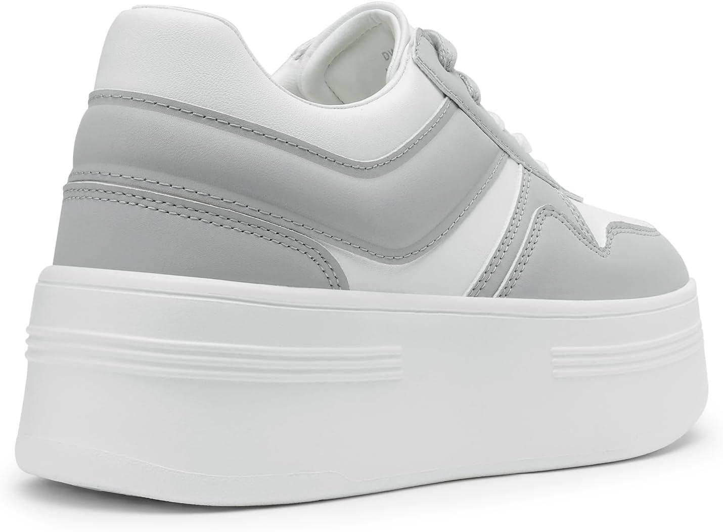 imageDREAM PAIRS Women Platform High Heel Fashion Sneakers Walking Lace Up Lightweight Stylish Classic Casual SneakerWhiteGrey