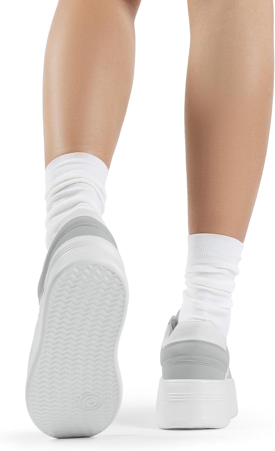 imageDREAM PAIRS Women Platform High Heel Fashion Sneakers Walking Lace Up Lightweight Stylish Classic Casual SneakerWhiteGrey