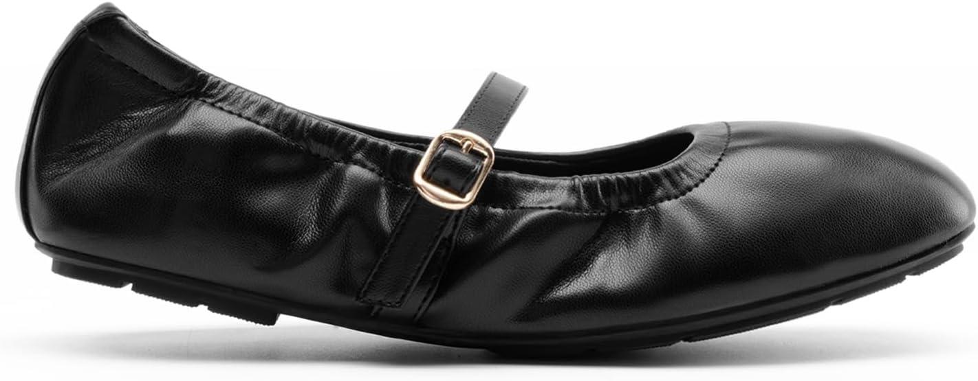 imageDREAM PAIRS Womens Ballet Flats Foldable Square Toe Mary Jane Flats Comfortable Slip On Dress Shoes Business Casual Work Mary Jane ShoesBlack