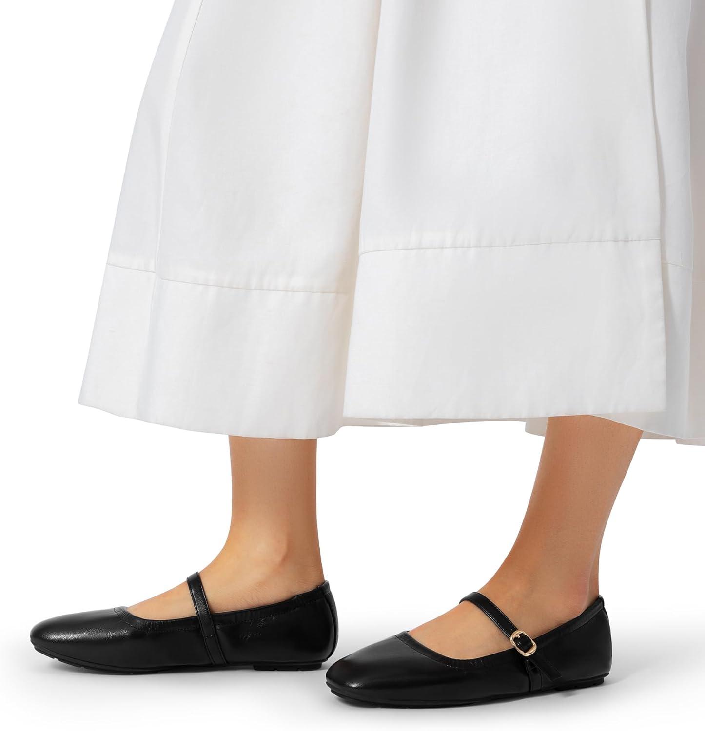 imageDREAM PAIRS Womens Ballet Flats Foldable Square Toe Mary Jane Flats Comfortable Slip On Dress Shoes Business Casual Work Mary Jane ShoesBlack