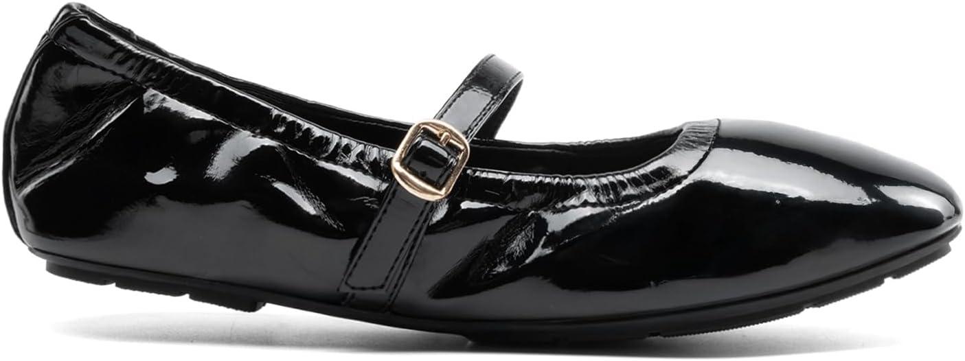 imageDREAM PAIRS Womens Ballet Flats Foldable Square Toe Mary Jane Flats Comfortable Slip On Dress Shoes Business Casual Work Mary Jane ShoesBlackpat