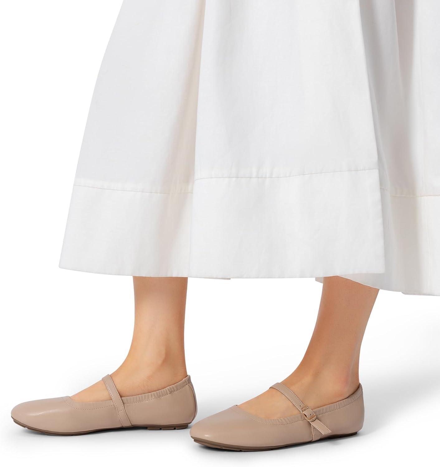 imageDREAM PAIRS Womens Ballet Flats Foldable Square Toe Mary Jane Flats Comfortable Slip On Dress Shoes Business Casual Work Mary Jane ShoesNude