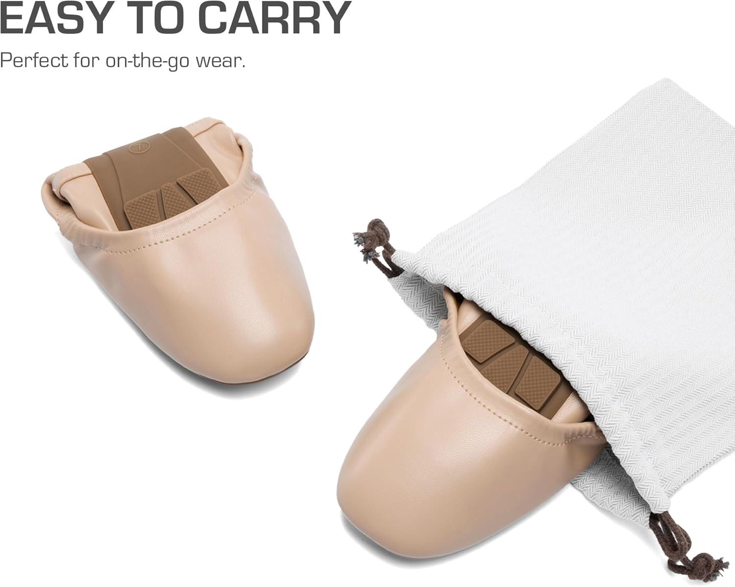 imageDREAM PAIRS Womens Ballet Flats Foldable Square Toe Mary Jane Flats Comfortable Slip On Dress Shoes Business Casual Work Mary Jane ShoesNude