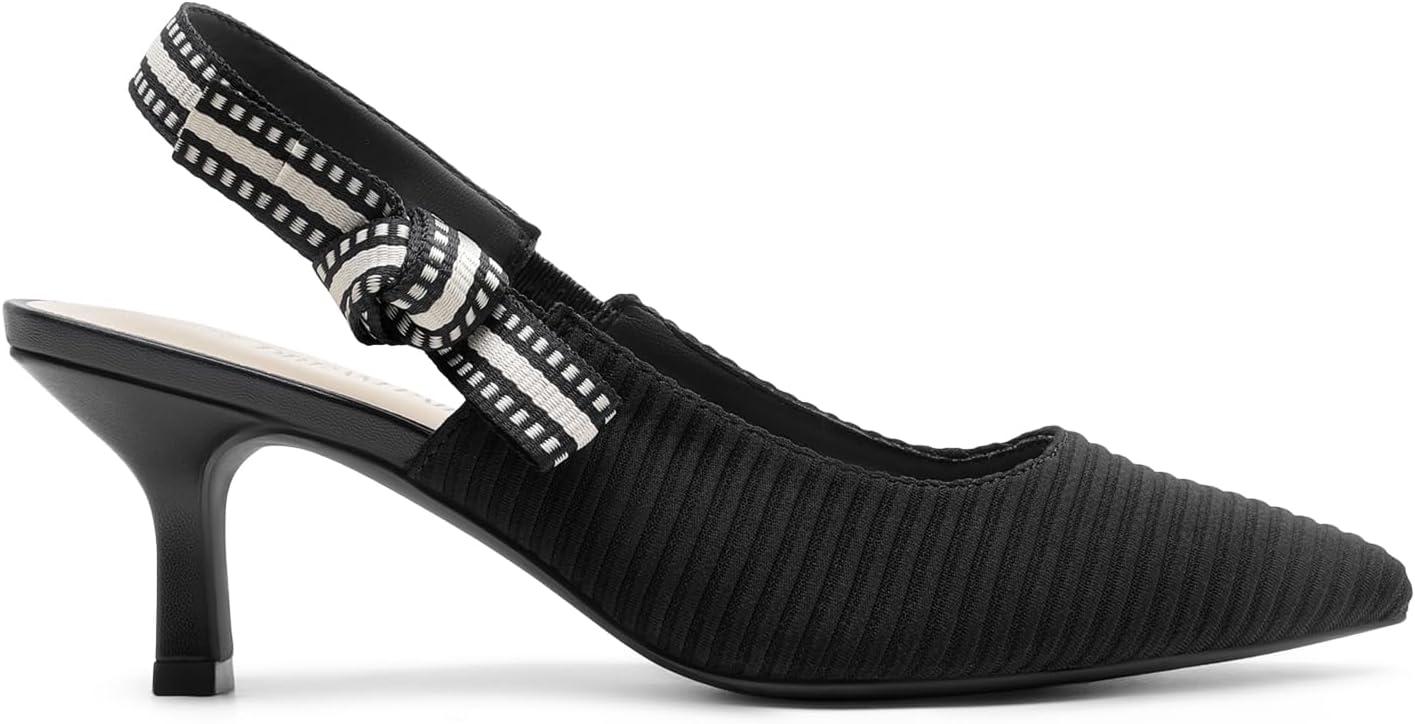 imageDREAM PAIRS Womens Kitten Heels Slingback Closed Toe Low Pumps Dress Bridal Elegant Wedding Casual ShoesBlack