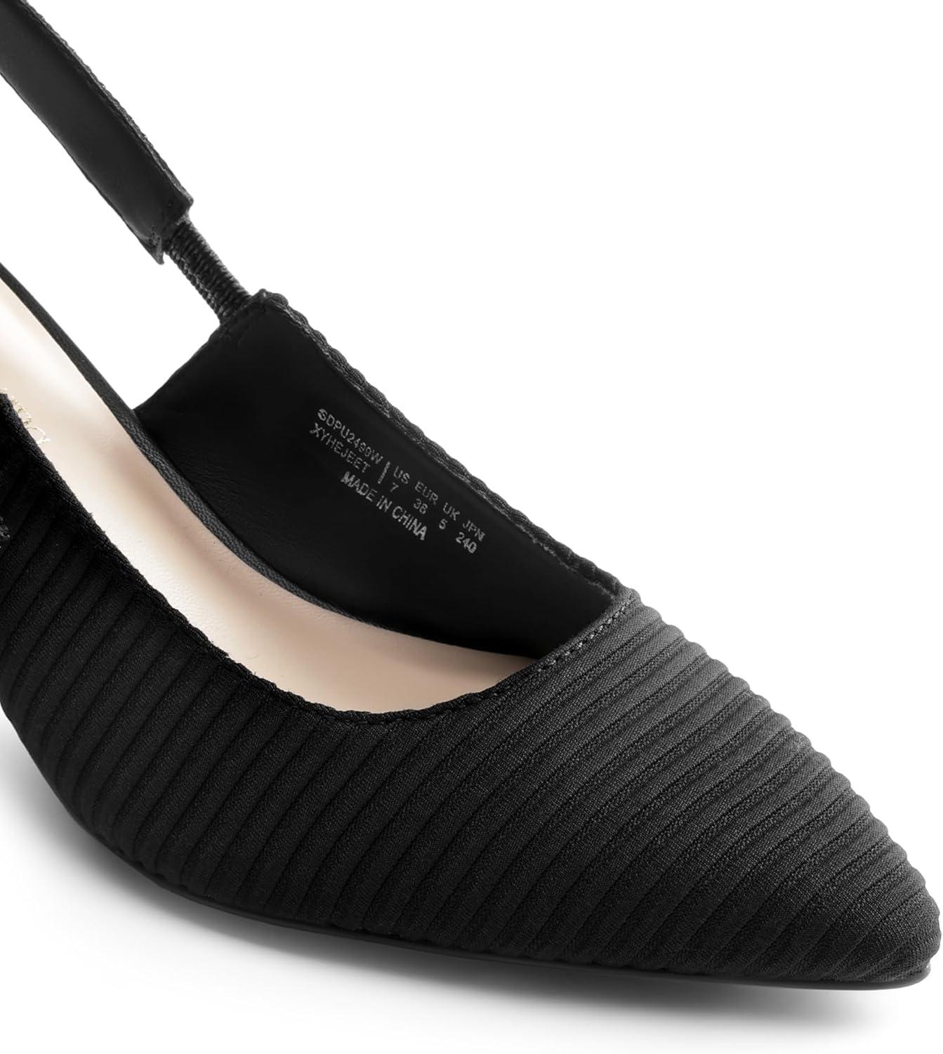 imageDREAM PAIRS Womens Kitten Heels Slingback Closed Toe Low Pumps Dress Bridal Elegant Wedding Casual ShoesBlack