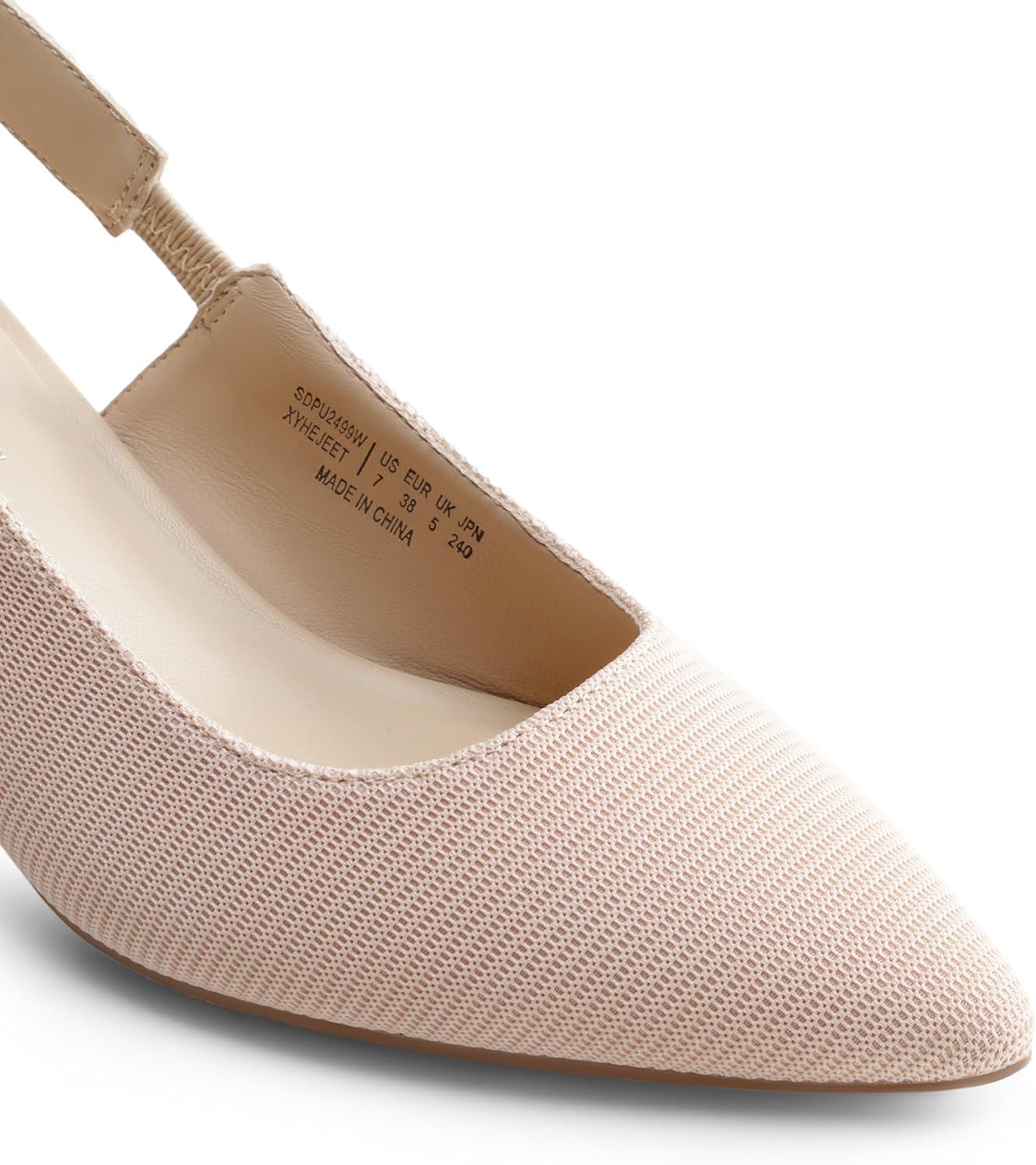 imageDREAM PAIRS Womens Kitten Heels Slingback Closed Toe Low Pumps Dress Bridal Elegant Wedding Casual ShoesNude