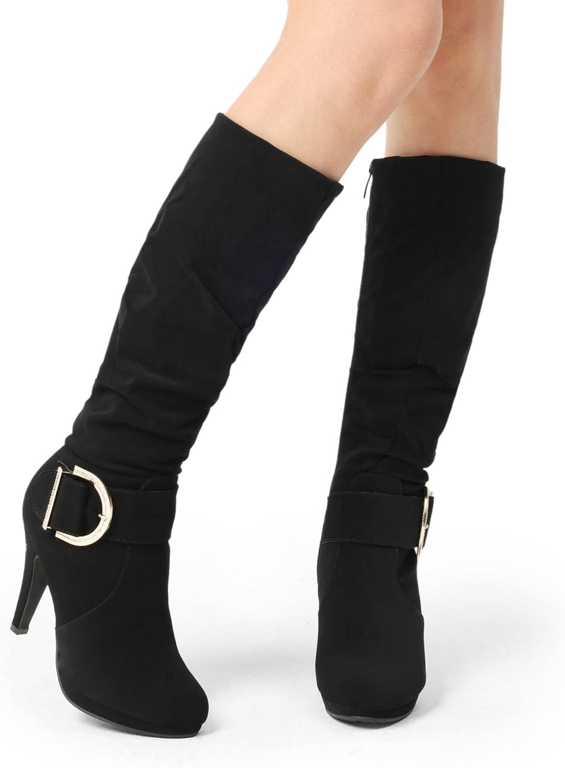 imageDREAM PAIRS Womens KneeHigh Stiletto Boots Black Fashion ampamp Classic Dress BootsParisblack