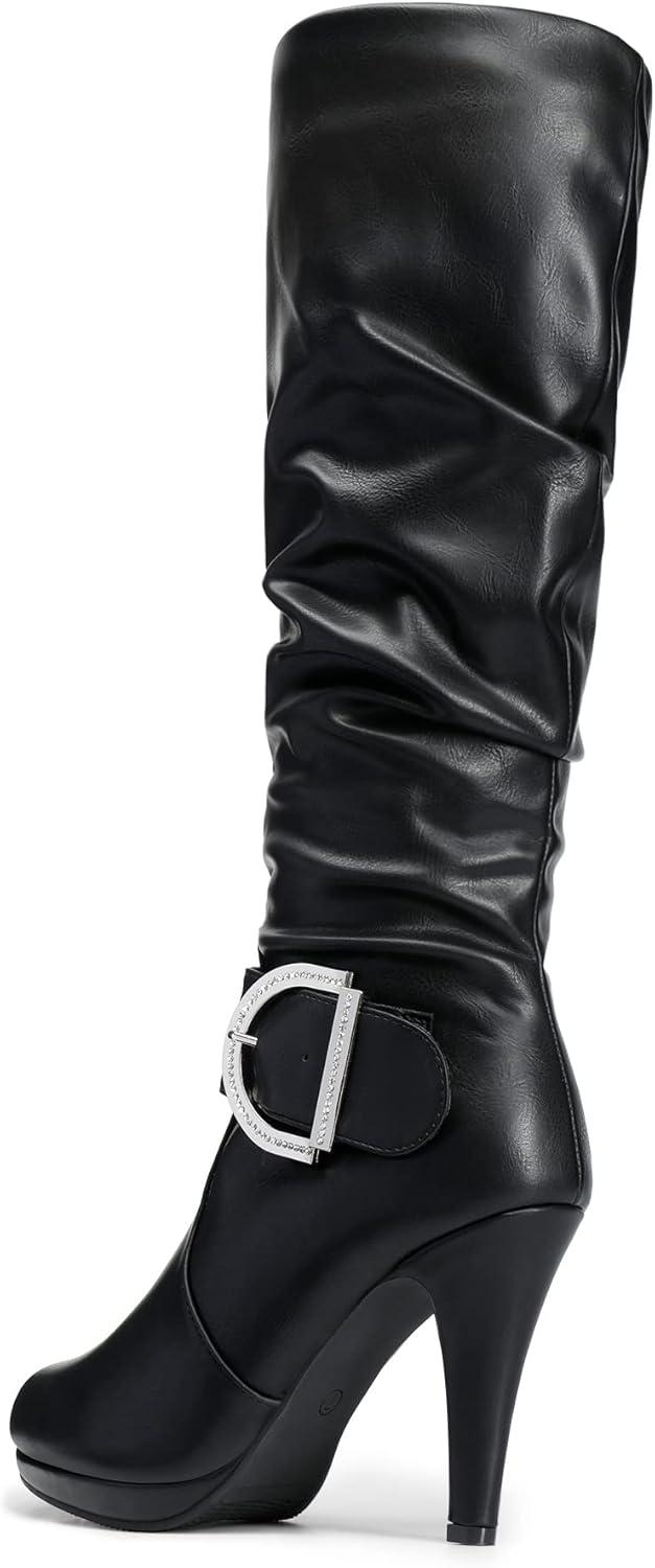 imageDREAM PAIRS Womens KneeHigh Stiletto Boots Black Fashion ampamp Classic Dress BootsParisblack Pu