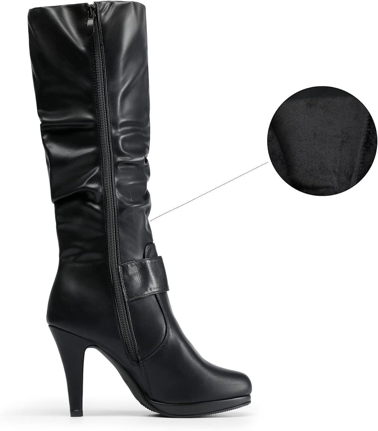 imageDREAM PAIRS Womens KneeHigh Stiletto Boots Black Fashion ampamp Classic Dress BootsParisblack Pu