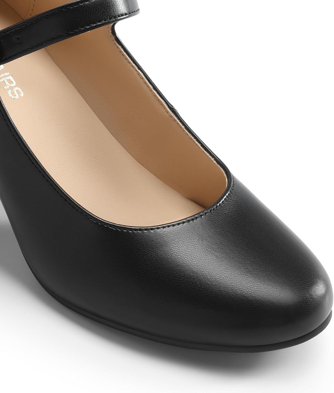 imageDREAM PAIRS Womens Mary Jane Shoes Chunky Heel 276 Inch Round Toe Vintage Office Work Pumps Comfortable Low Block Heels Dress Shoes for WomenBlack