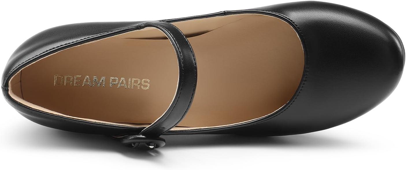 imageDREAM PAIRS Womens Mary Jane Shoes Chunky Heel 276 Inch Round Toe Vintage Office Work Pumps Comfortable Low Block Heels Dress Shoes for WomenBlack