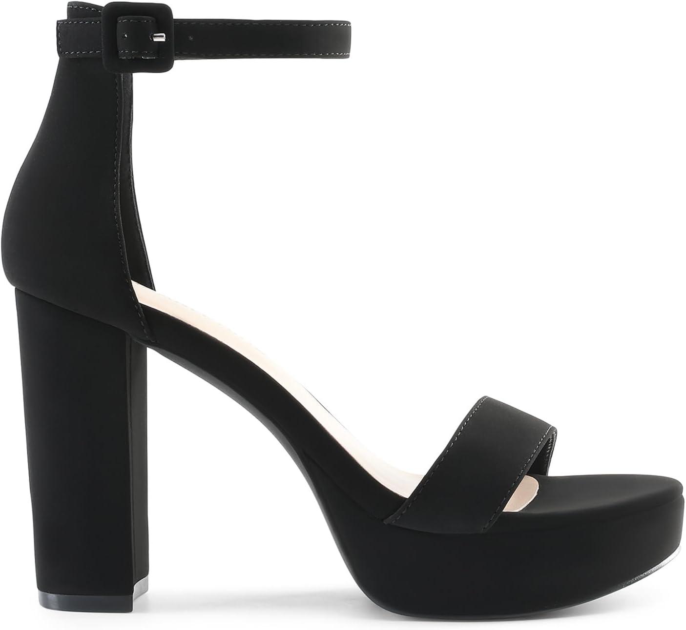 imageDREAM PAIRS Womens Platform Chunky High Heeled Sandals Open Toe Block Heels Ankle Strap Dress Shoes for Wedding Party EveningBlacknubuck