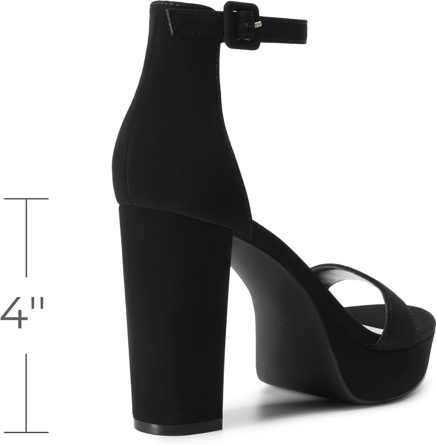 imageDREAM PAIRS Womens Platform Chunky High Heeled Sandals Open Toe Block Heels Ankle Strap Dress Shoes for Wedding Party EveningBlacknubuck