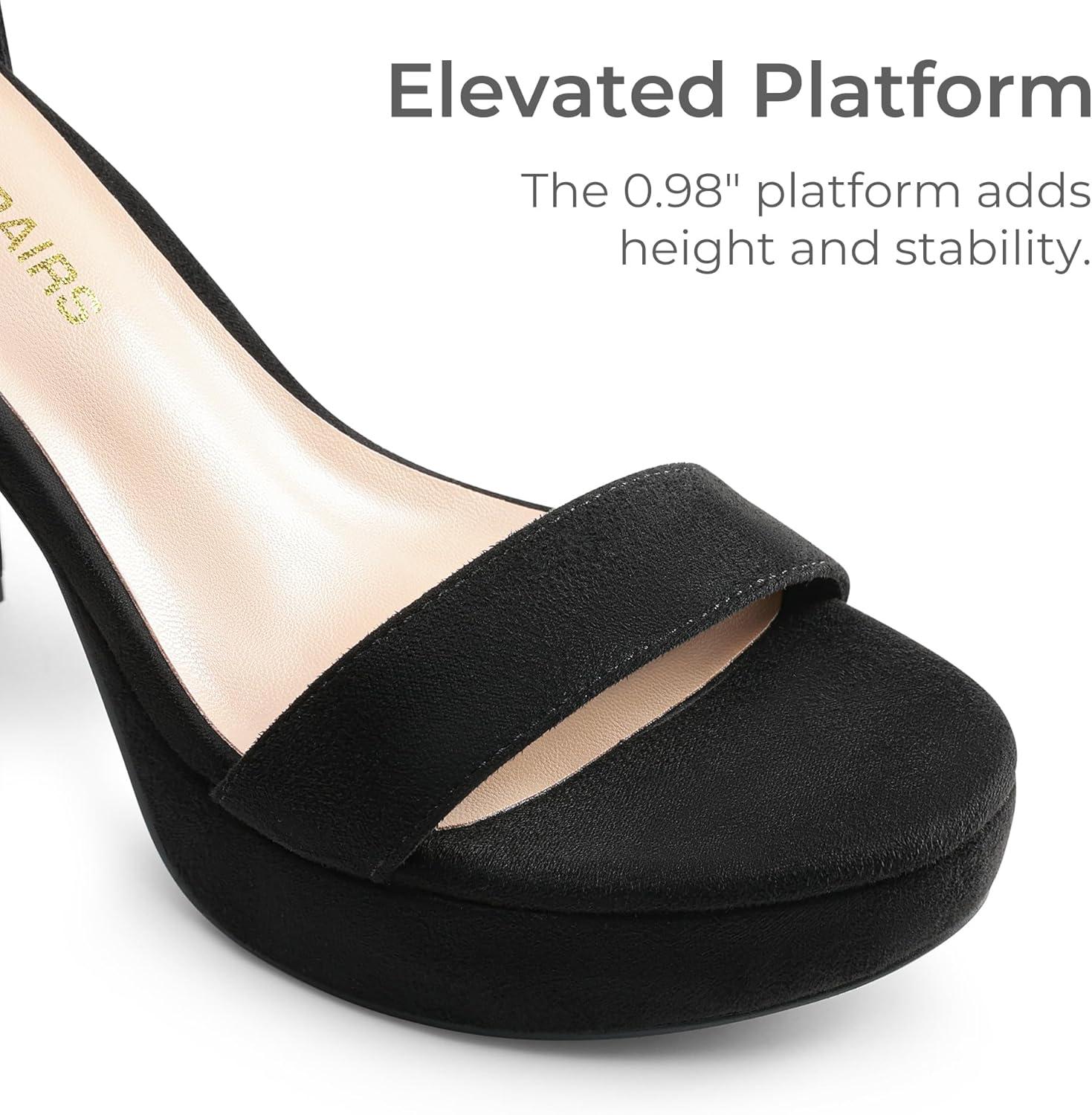 imageDREAM PAIRS Womens Platform Chunky High Heeled Sandals Open Toe Block Heels Ankle Strap Dress Shoes for Wedding Party EveningBlacksuede