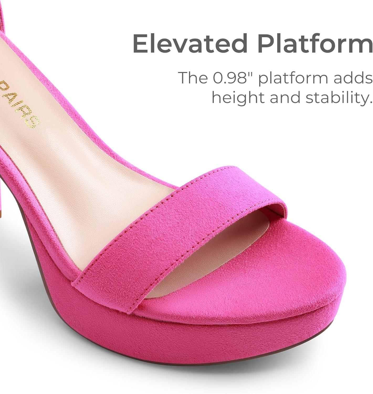 imageDREAM PAIRS Womens Platform Chunky High Heeled Sandals Open Toe Block Heels Ankle Strap Dress Shoes for Wedding Party EveningHot Pink