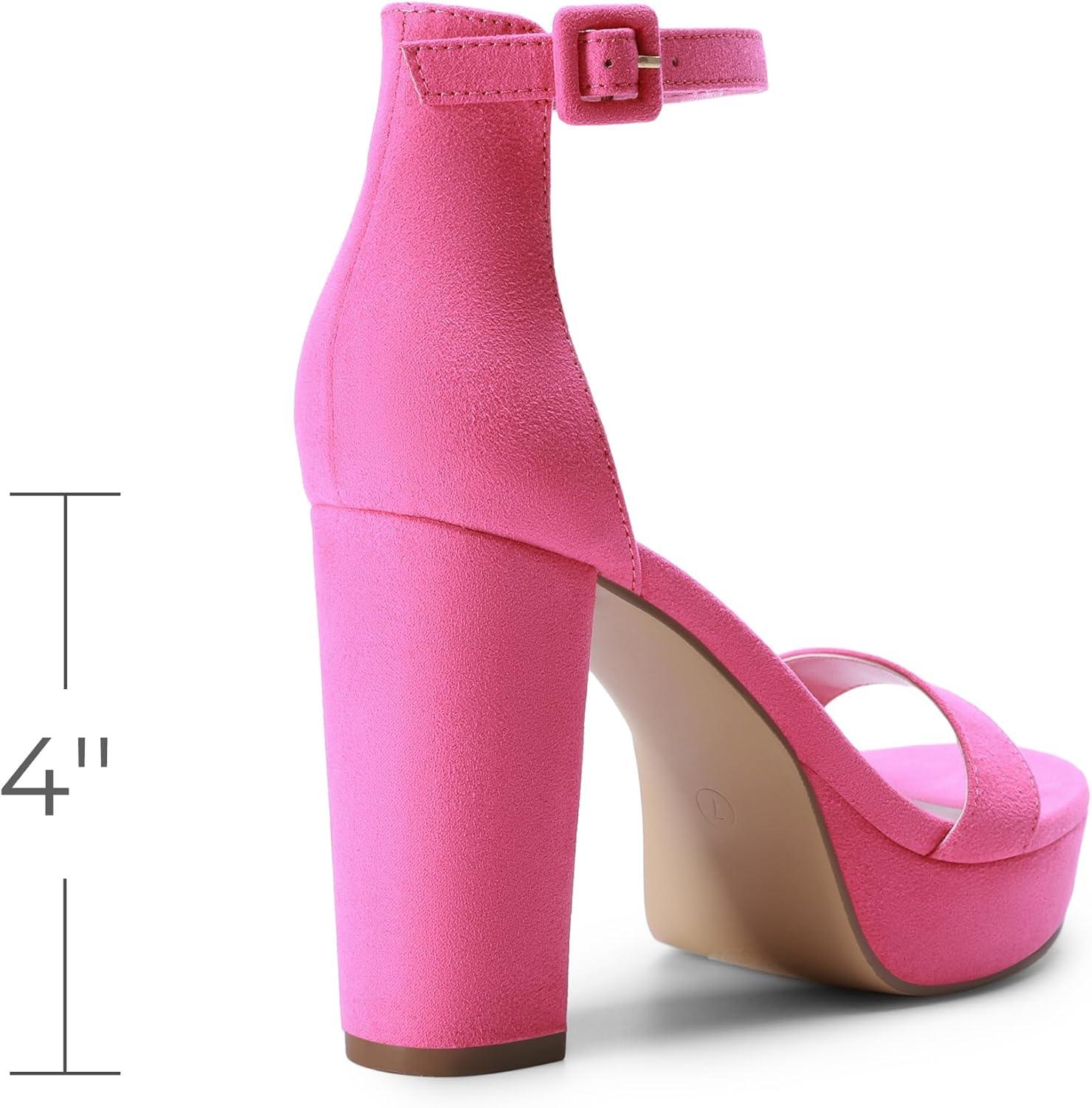 imageDREAM PAIRS Womens Platform Chunky High Heeled Sandals Open Toe Block Heels Ankle Strap Dress Shoes for Wedding Party EveningHot Pink