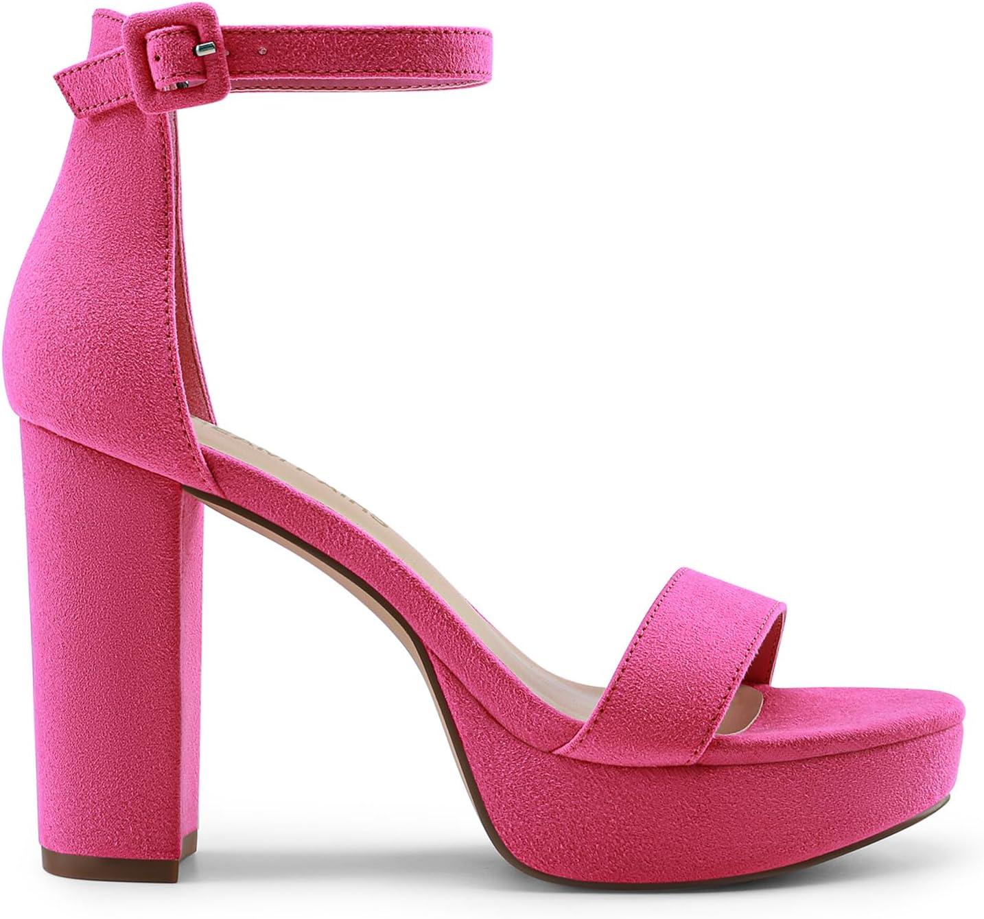 imageDREAM PAIRS Womens Platform Chunky High Heeled Sandals Open Toe Block Heels Ankle Strap Dress Shoes for Wedding Party EveningHot Pink