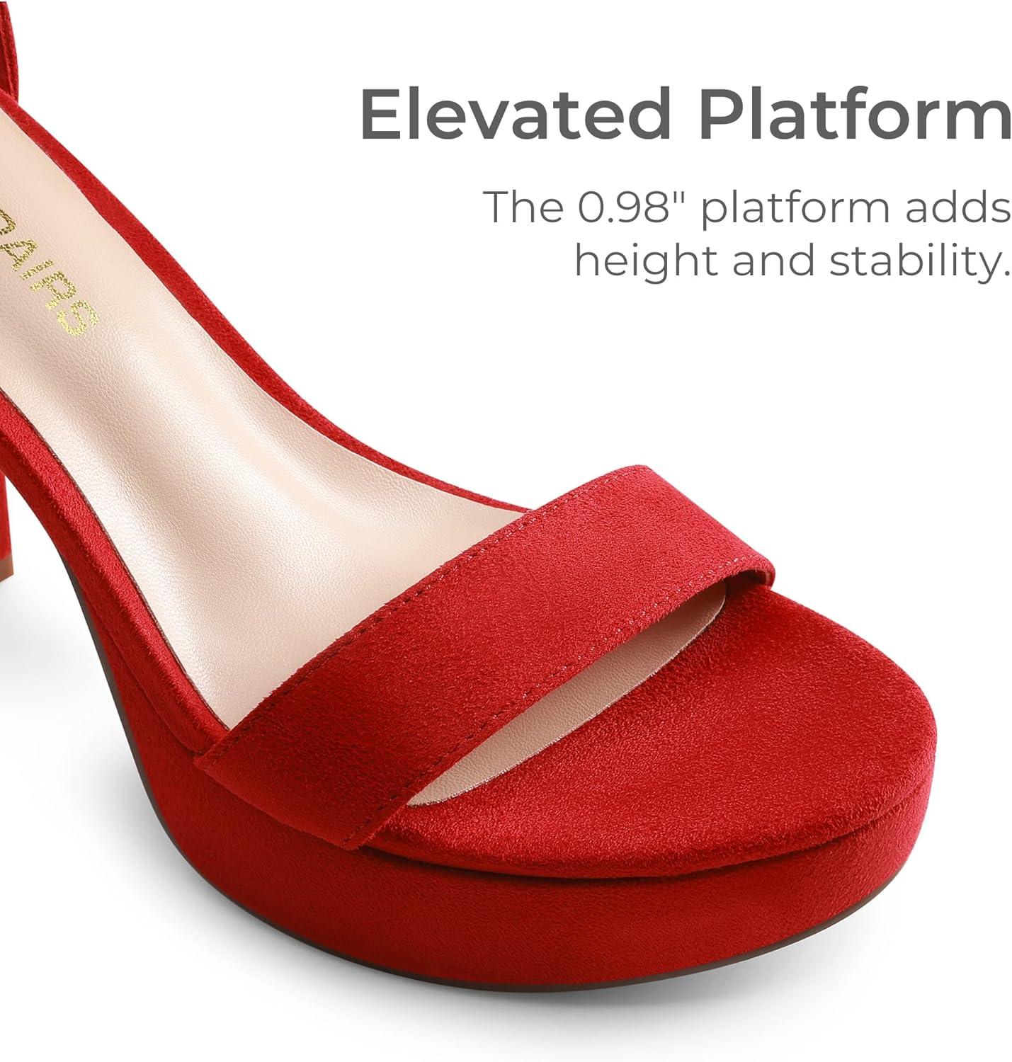 imageDREAM PAIRS Womens Platform Chunky High Heeled Sandals Open Toe Block Heels Ankle Strap Dress Shoes for Wedding Party EveningRed