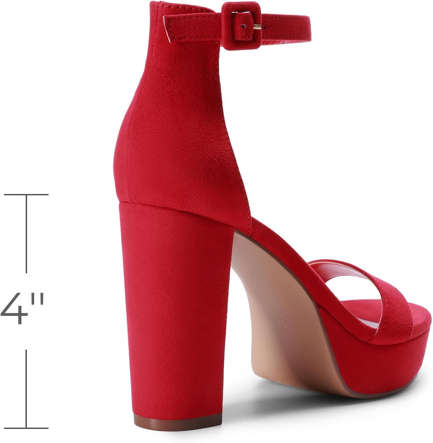 imageDREAM PAIRS Womens Platform Chunky High Heeled Sandals Open Toe Block Heels Ankle Strap Dress Shoes for Wedding Party EveningRed