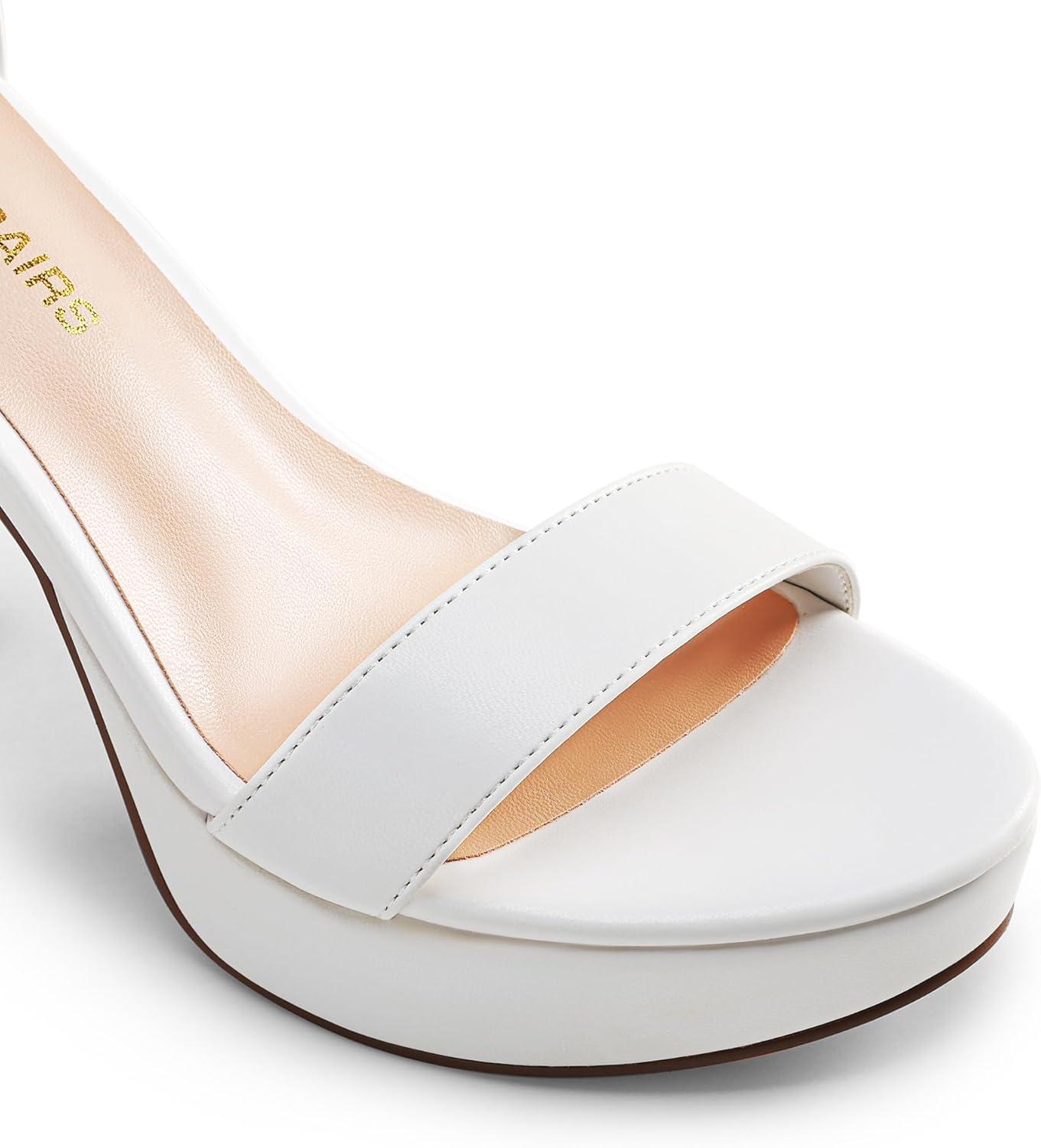 imageDREAM PAIRS Womens Platform Chunky High Heeled Sandals Open Toe Block Heels Ankle Strap Dress Shoes for Wedding Party EveningWhite