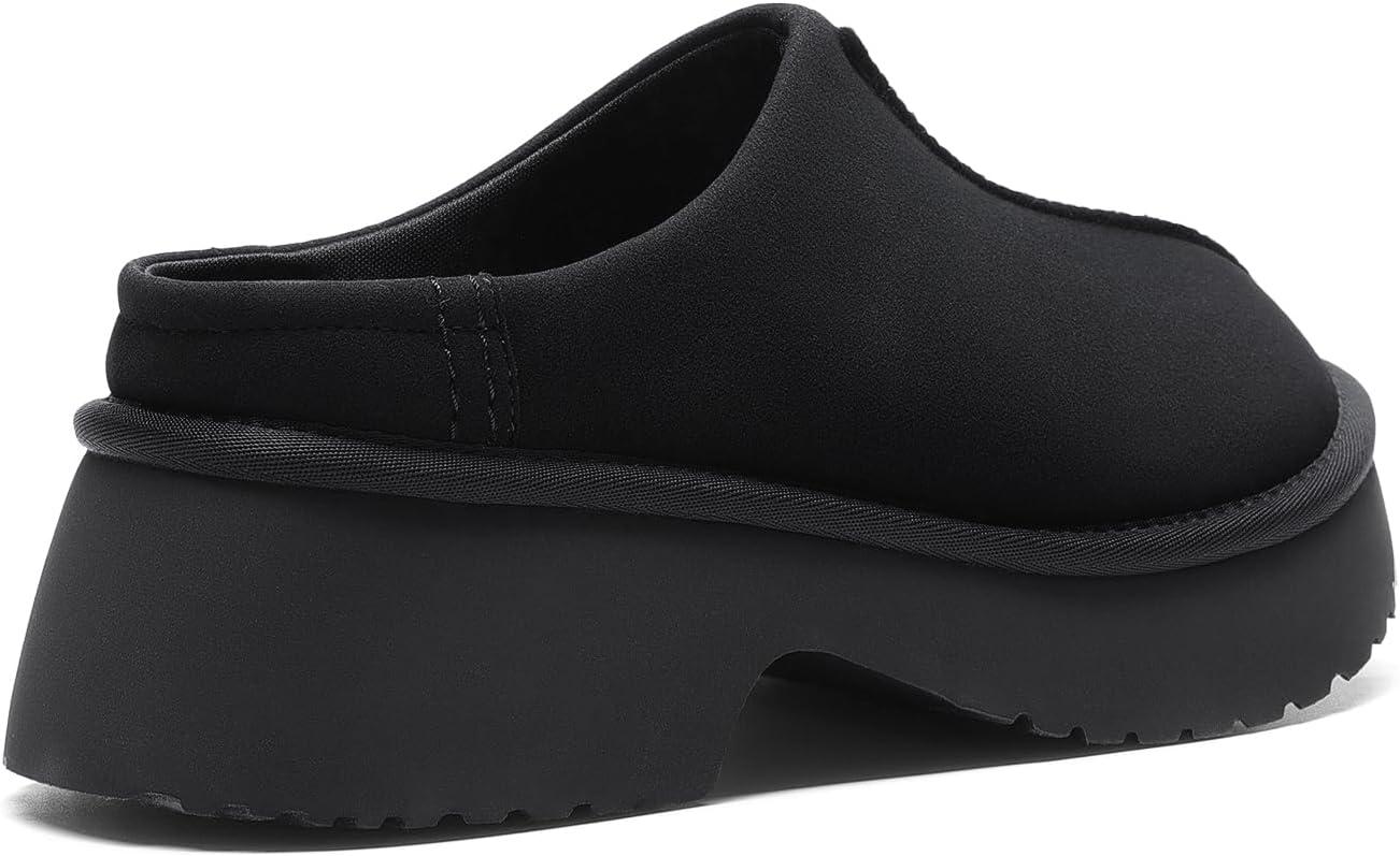 imageDREAM PAIRS Womens Platform Mules Faux Suede Slip on Memory Foam NonSlip Lightweight Closed Toe Clogs Slippers ShoesBlack