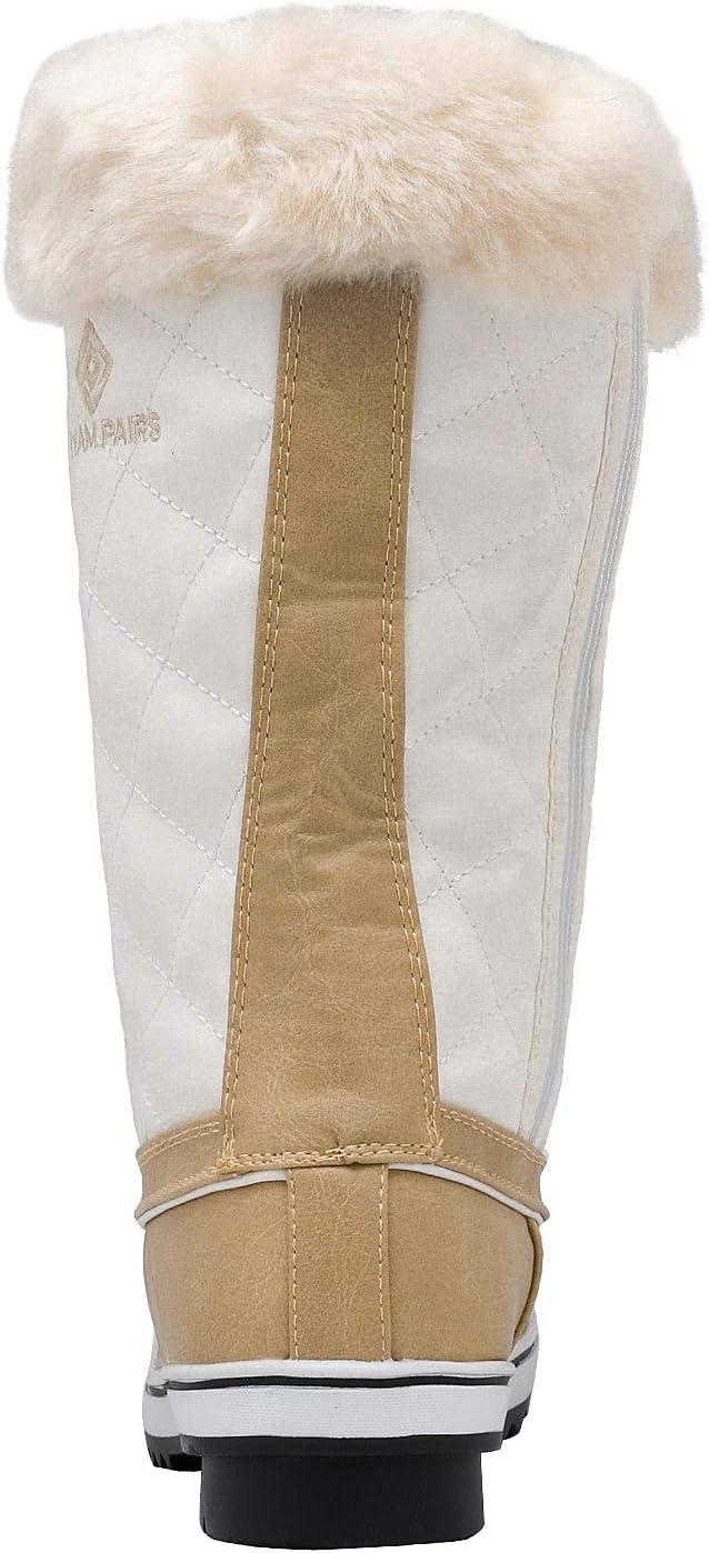 imageDREAM PAIRS Womens River1 Mid Calf Waterproof Winter Snow BootsBeigewhite