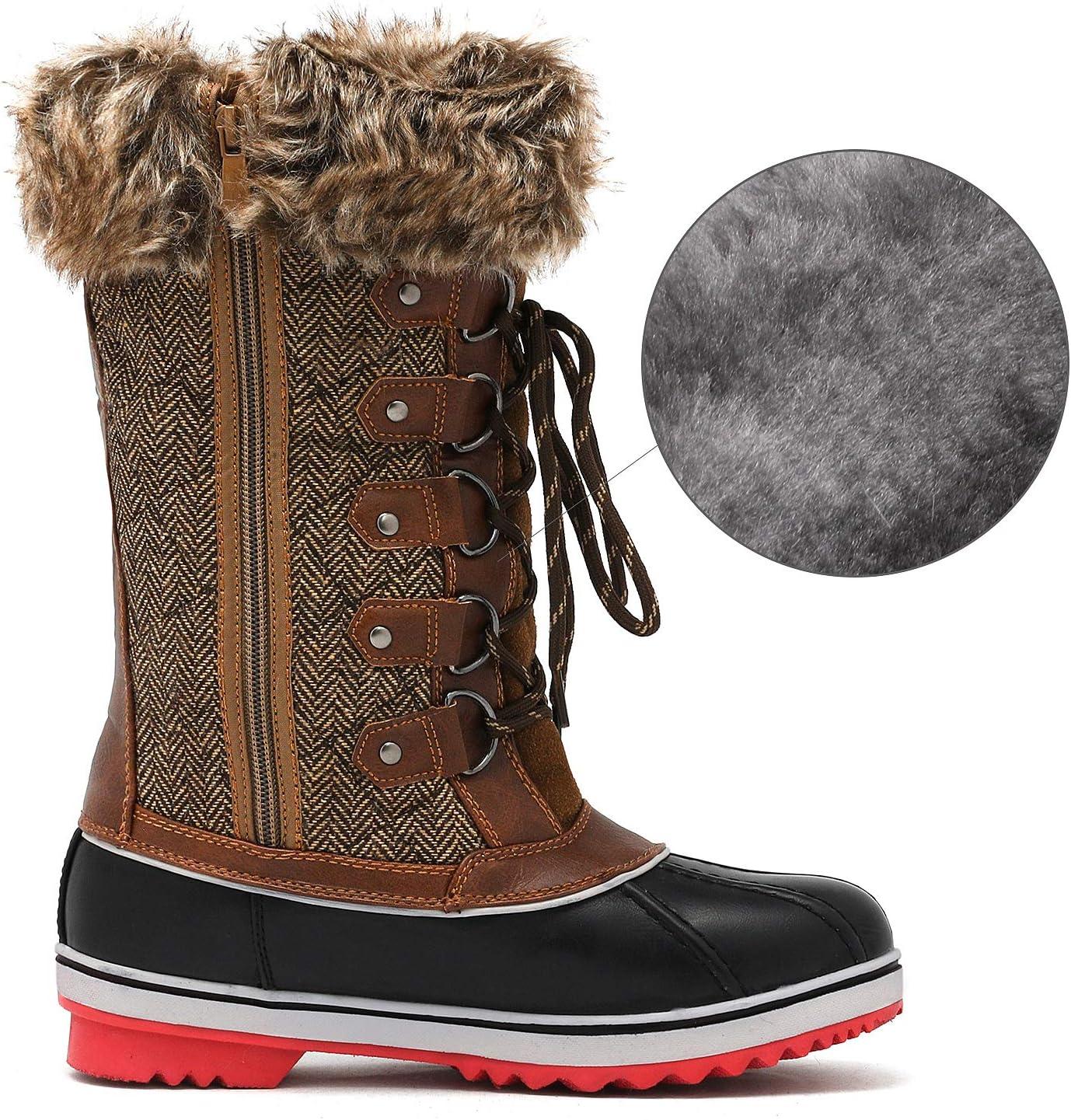 imageDREAM PAIRS Womens River1 Mid Calf Waterproof Winter Snow BootsBrown
