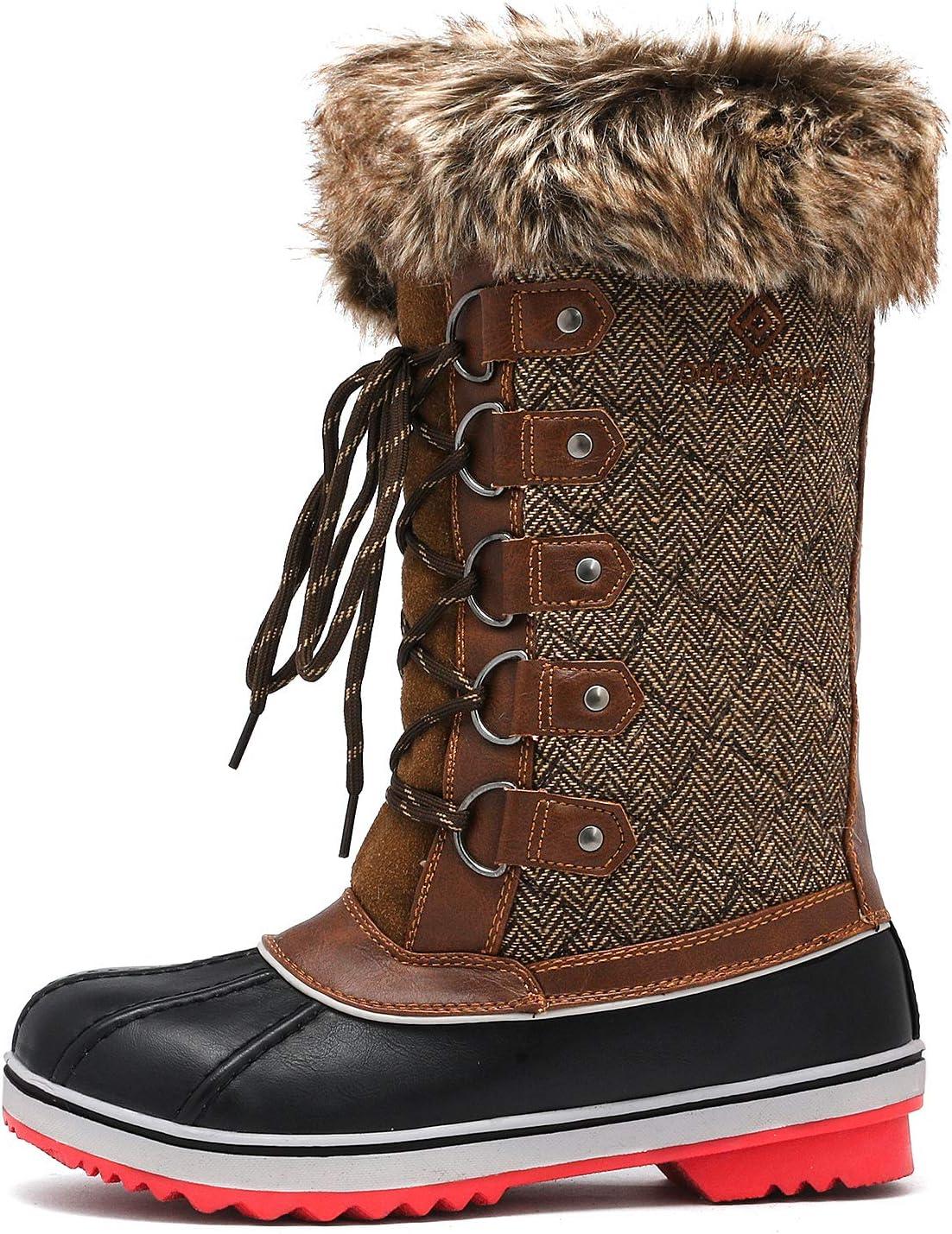imageDREAM PAIRS Womens River1 Mid Calf Waterproof Winter Snow BootsBrown