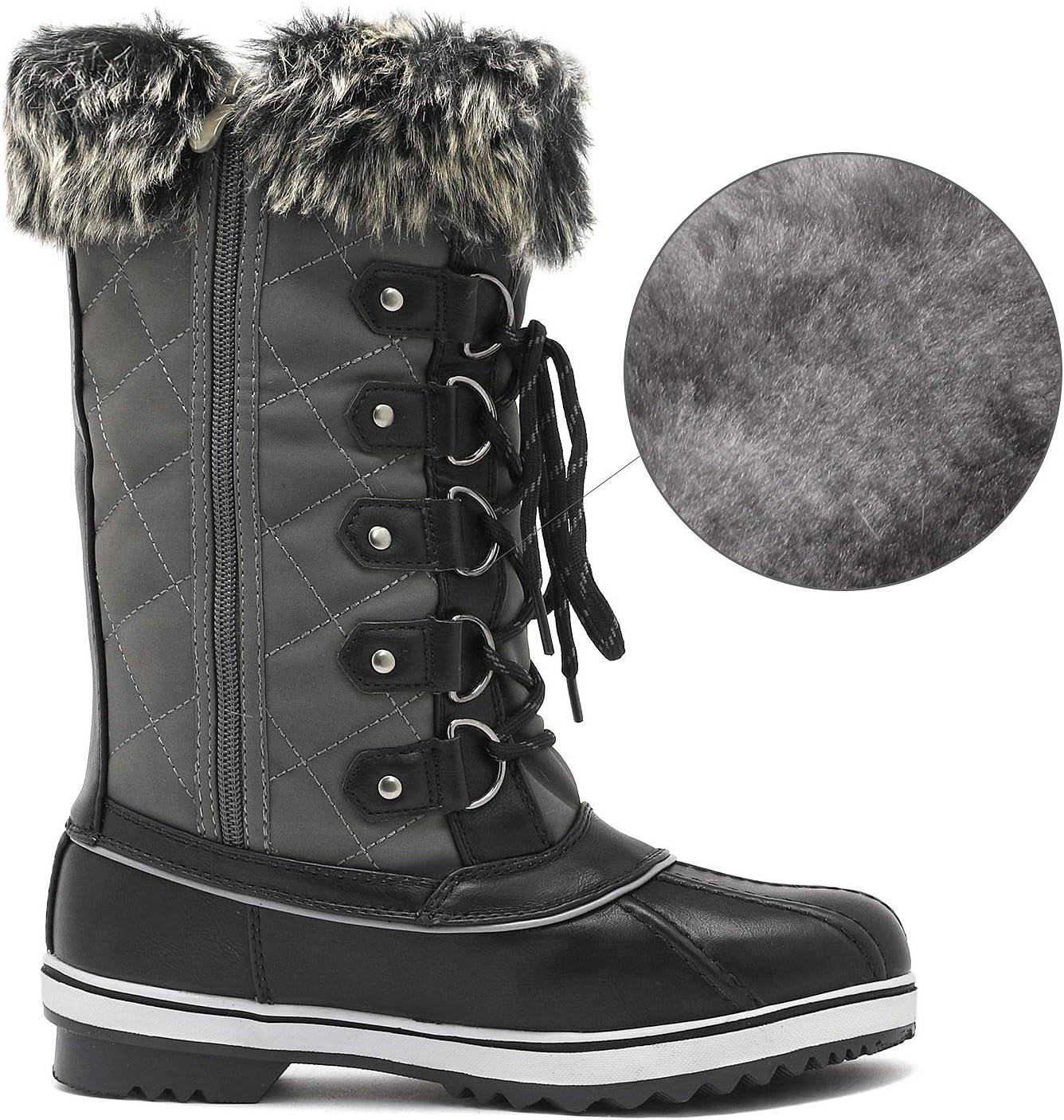 imageDREAM PAIRS Womens River1 Mid Calf Waterproof Winter Snow BootsGrey