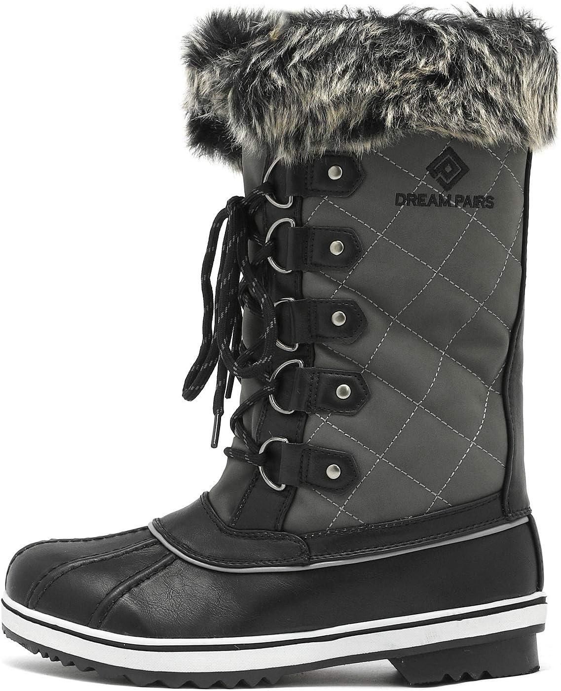 imageDREAM PAIRS Womens River1 Mid Calf Waterproof Winter Snow BootsGrey