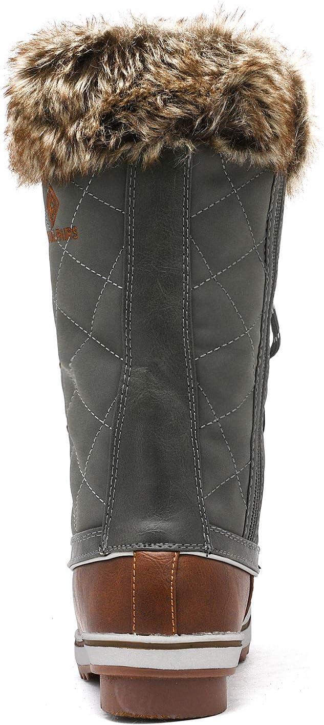 imageDREAM PAIRS Womens River1 Mid Calf Waterproof Winter Snow BootsTan Khaki