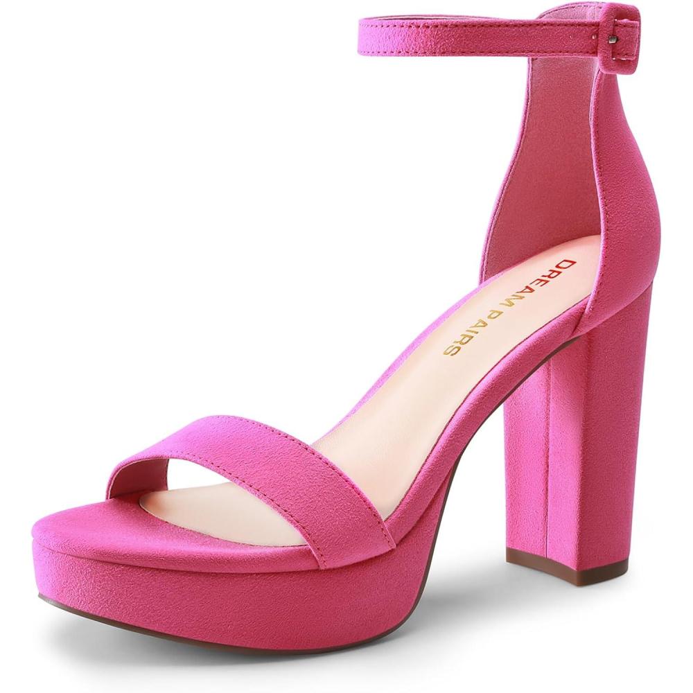 imageDREAM PAIRS Womens Platform Chunky High Heeled Sandals Open Toe Block Heels Ankle Strap Dress Shoes for Wedding Party EveningHot Pink