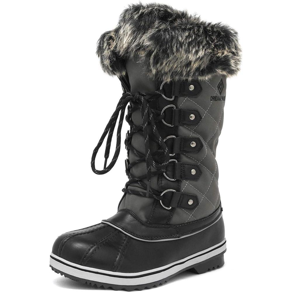 imageDREAM PAIRS Womens River1 Mid Calf Waterproof Winter Snow BootsGrey