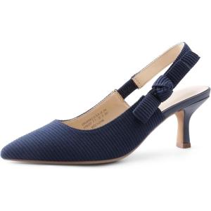 DREAM PAIRS Women’s Kitten Heels Slingback Closed Toe Low Pumps Dress Bridal Elegant Wedding Casual Shoes(Navy)
