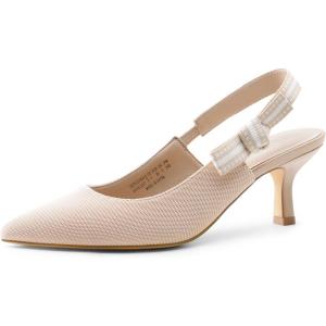 DREAM PAIRS Women’s Kitten Heels Slingback Closed Toe Low Pumps Dress Bridal Elegant Wedding Casual Shoes(Nude)