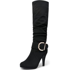 DREAM PAIRS Women’s Knee-High Stiletto Boots, Black, Fashion & Classic Dress Boots(Paris-black)