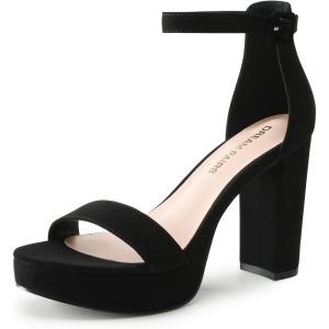 DREAM PAIRS Women’s Platform Chunky High Heeled Sandals Open Toe Block Heels Ankle Strap Dress Shoes for Wedding Party Evening(Black-suede)