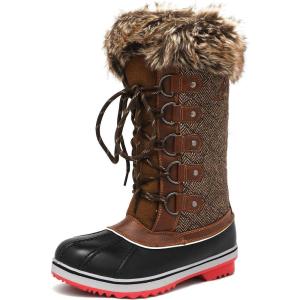 DREAM PAIRS Women’s River_1 Mid Calf Waterproof Winter Snow Boots(Brown)