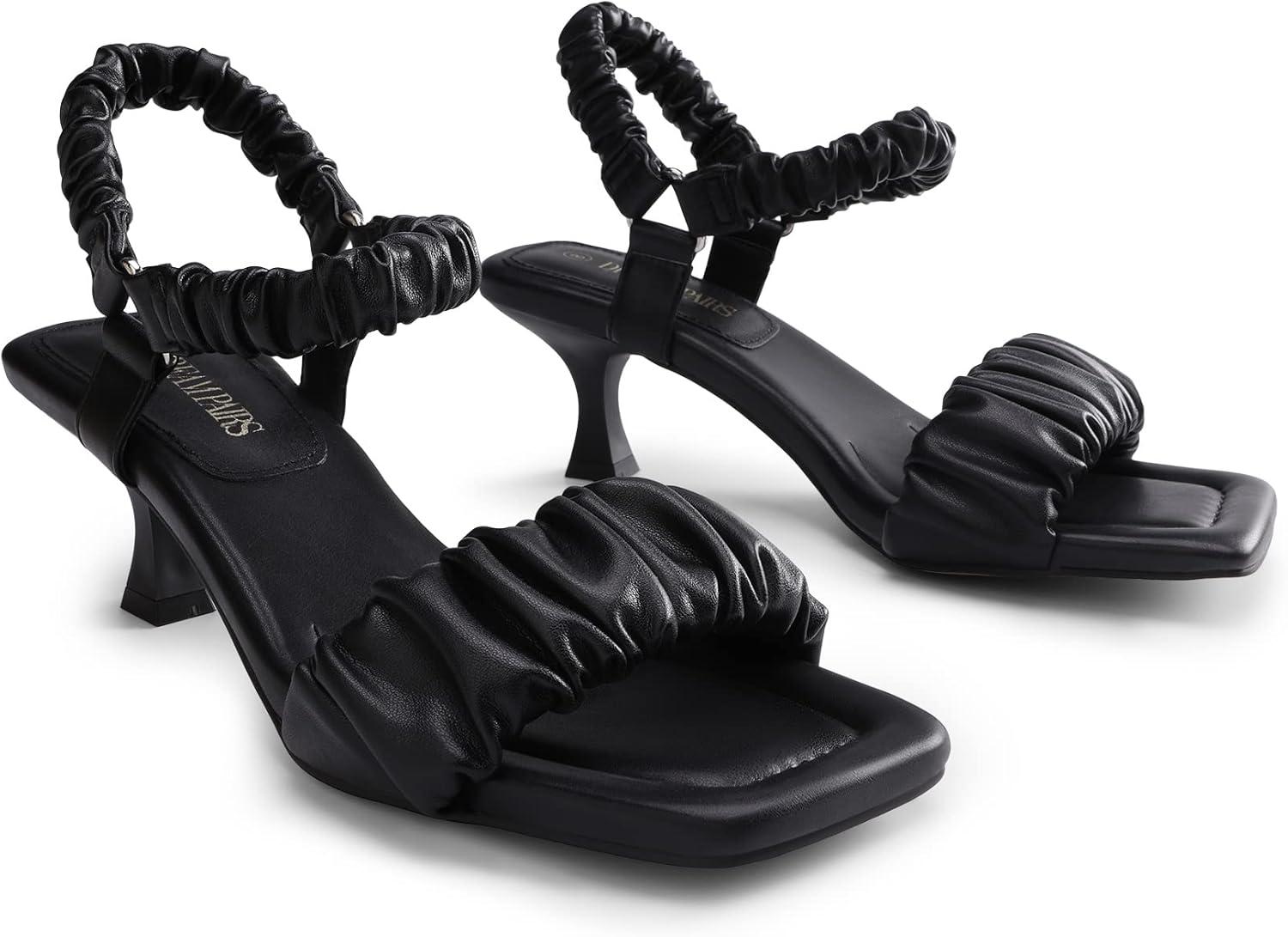 imageDREAM PAIRS Kitten Heels for Women Comfortable Low Heels Sandals Suqare Open Toe Cute Wedding Party Evening Prom Dance Strap Dress Pump Sandals ShoesBlack