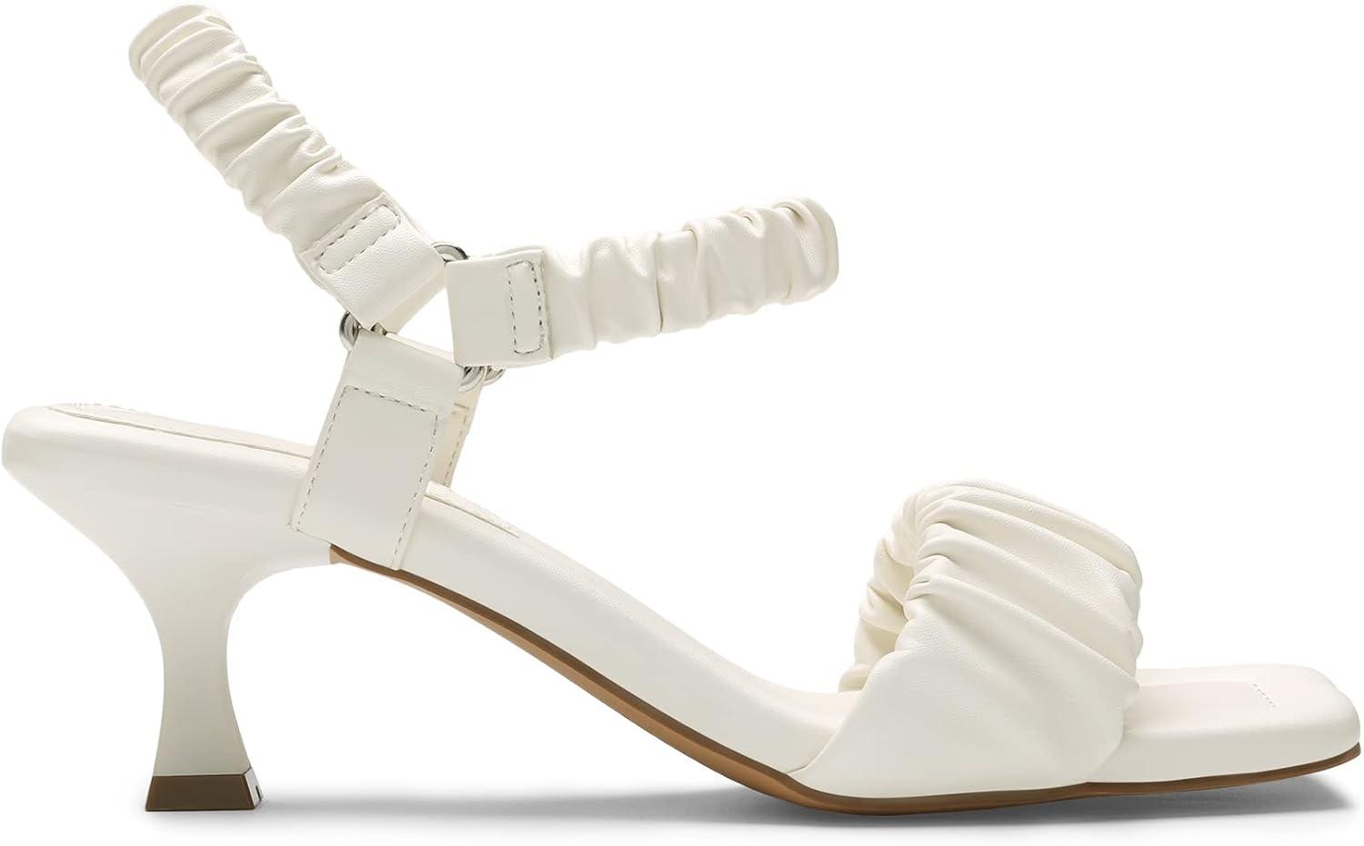 imageDREAM PAIRS Kitten Heels for Women Comfortable Low Heels Sandals Suqare Open Toe Cute Wedding Party Evening Prom Dance Strap Dress Pump Sandals ShoesWhite