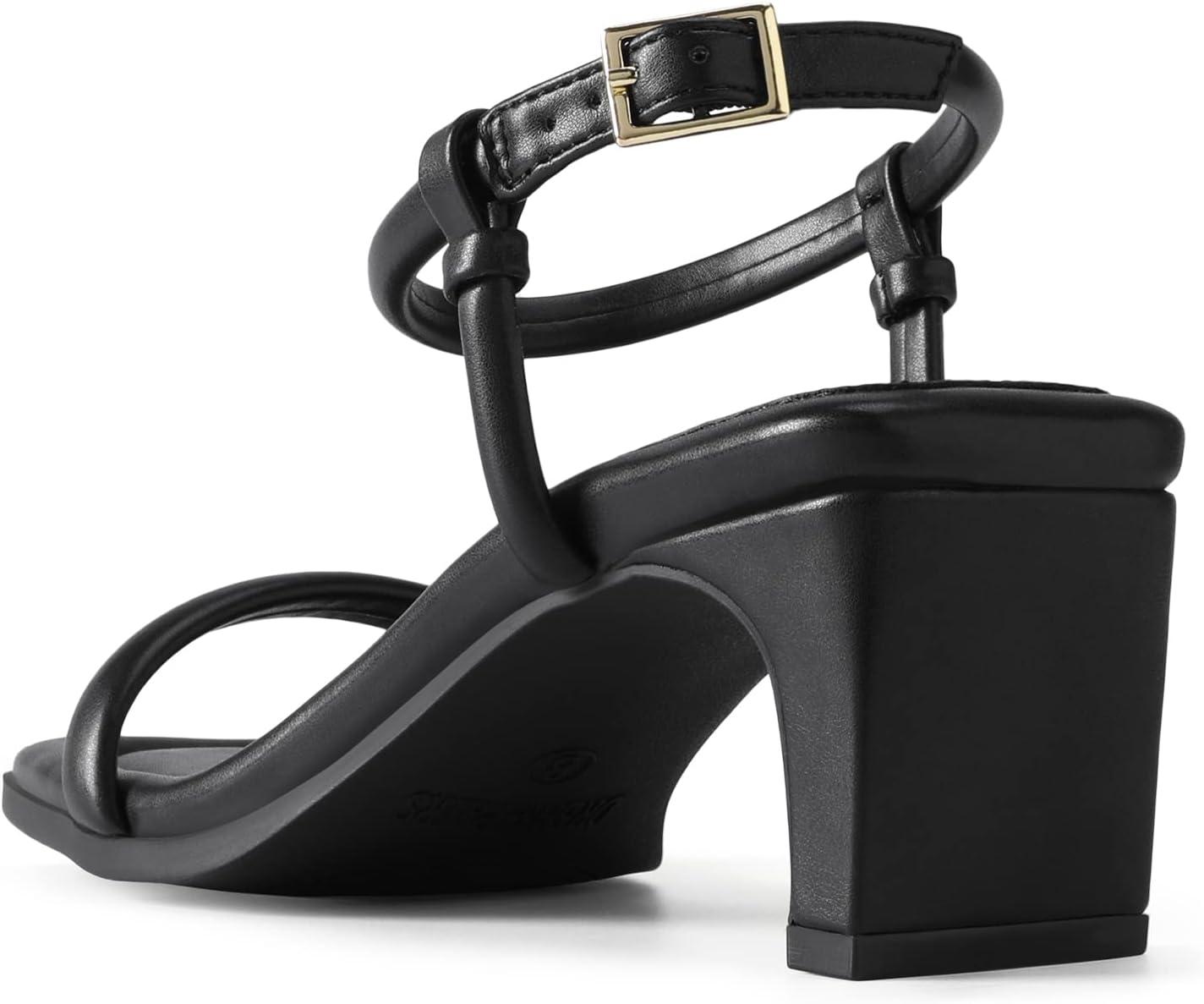 imageDREAM PAIRS Womens Heels Open Toe Ankle Strap Square Cute Wedding Party Sandal Comfort Dress Shoes HeraBlack