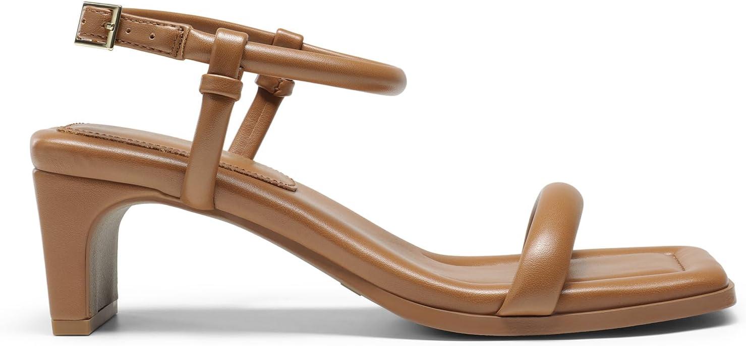 imageDREAM PAIRS Womens Heels Open Toe Ankle Strap Square Cute Wedding Party Sandal Comfort Dress Shoes HeraBrown