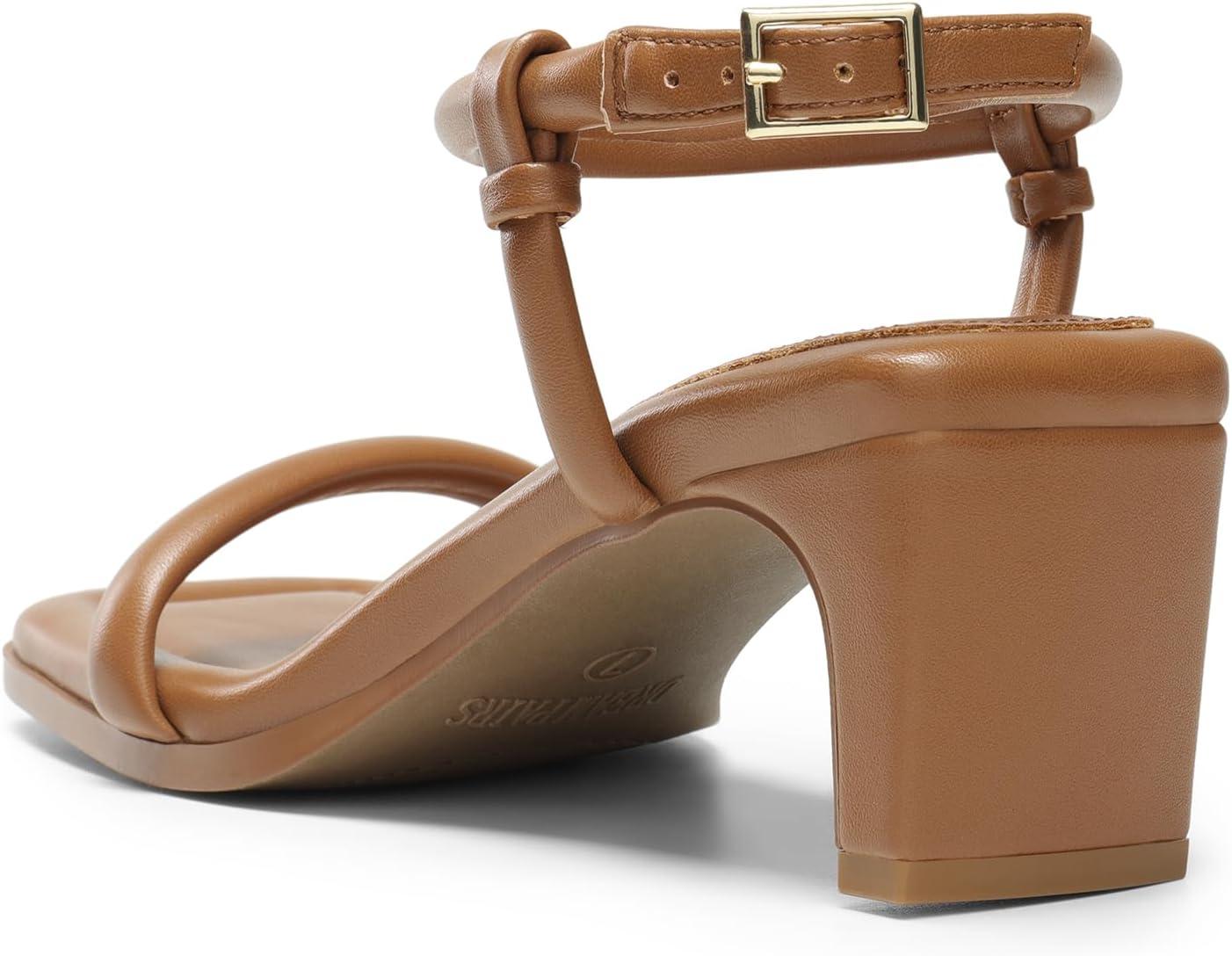 imageDREAM PAIRS Womens Heels Open Toe Ankle Strap Square Cute Wedding Party Sandal Comfort Dress Shoes HeraBrown