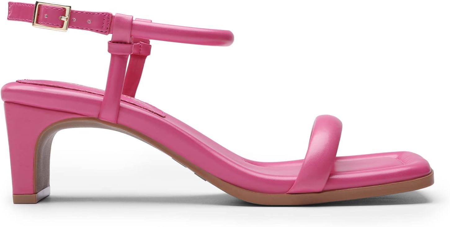 imageDREAM PAIRS Womens Heels Open Toe Ankle Strap Square Cute Wedding Party Sandal Comfort Dress Shoes HeraHot Pink