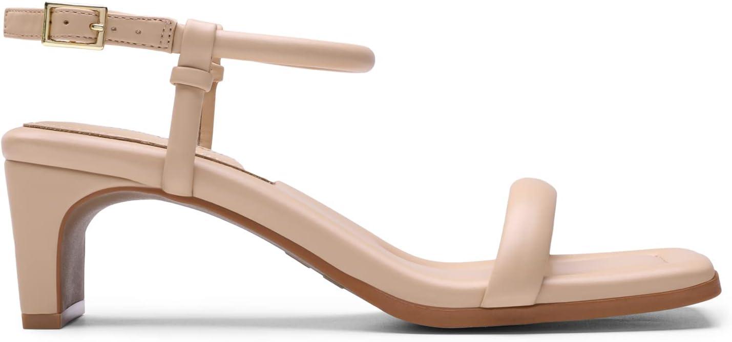 imageDREAM PAIRS Womens Heels Open Toe Ankle Strap Square Cute Wedding Party Sandal Comfort Dress Shoes HeraNude